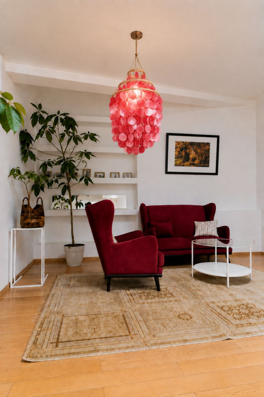 Tiered Mother-Of-Pearl Chandelier