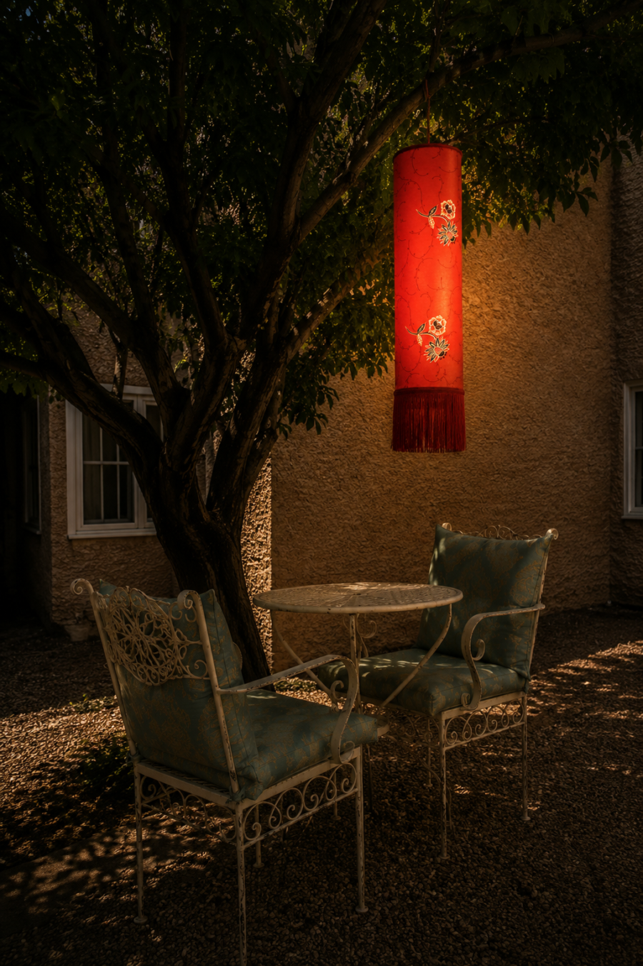 Scarlet Bloom Batik Lantern
